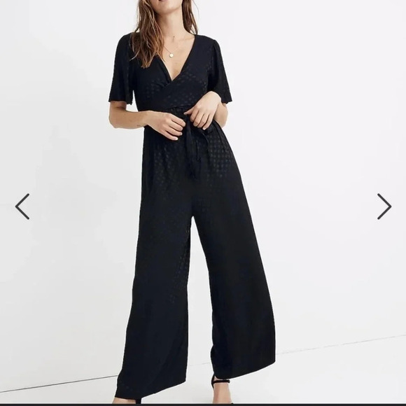 Madewell Wrap-Waist Jumpsuit in Dot Jacquard - Picture 1 of 6